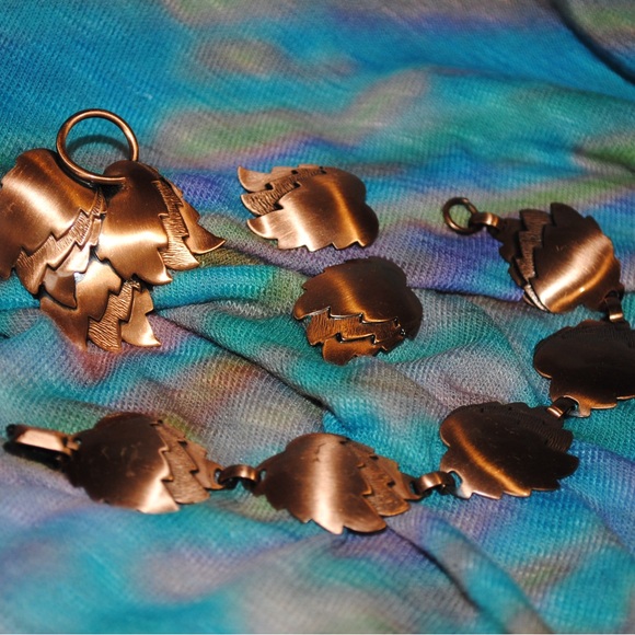 Vintage Copper Leaf Jewelry set - Picture 1 of 7
